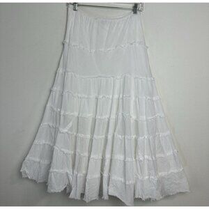 Vintage Y2K Skirt Med Cotton Tiered Maxi Fairy Boho Western Cottage Coquette